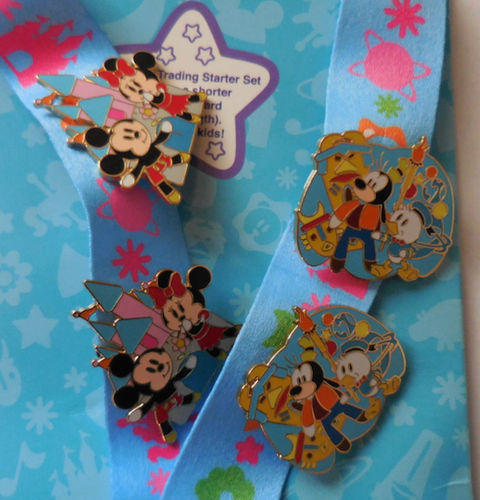 Disney Pin DLR 2007 Flexible Characters Starter Set - Lanyard y 4 Pin Set Nuevo - Imagen 3 de 5