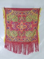 Vintage gorgeous WWll Taj Mahal Silk satin Piano Shawl 1940s scarf 85x83cm