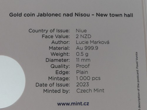 TSCHECHIEN 2023 GOLD COIN PP - HISTORISCHE ANSICHTSKARTEN - JABLONEC NAD NISOU - - Picture 4 of 7