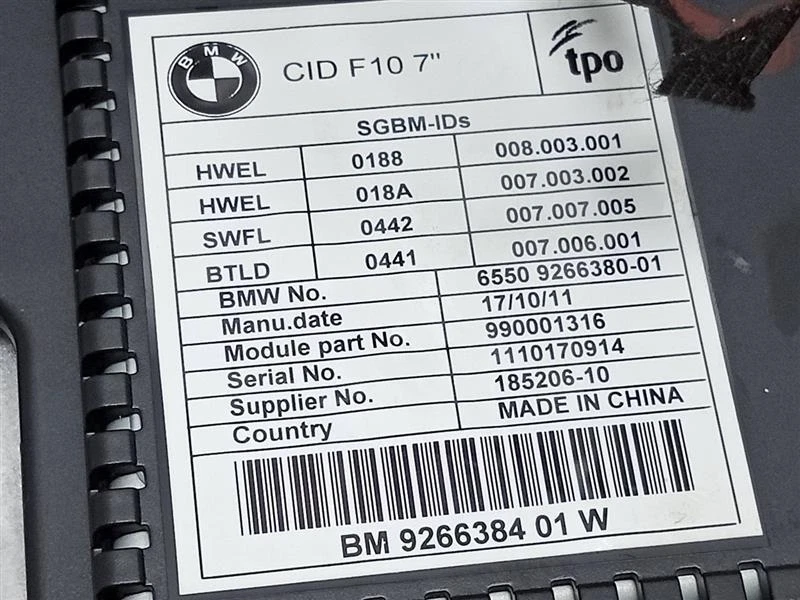 Used Infotainment Display fits: 2012 Bmw 528I display screen front dash 7`` scre - Imagem 3 de 4