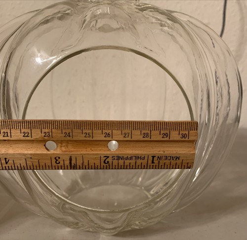 Clear Glass Cloche Pumpkin 8” Halloween Fall Harvest Luminary Tea Light - Picture 7 of 8