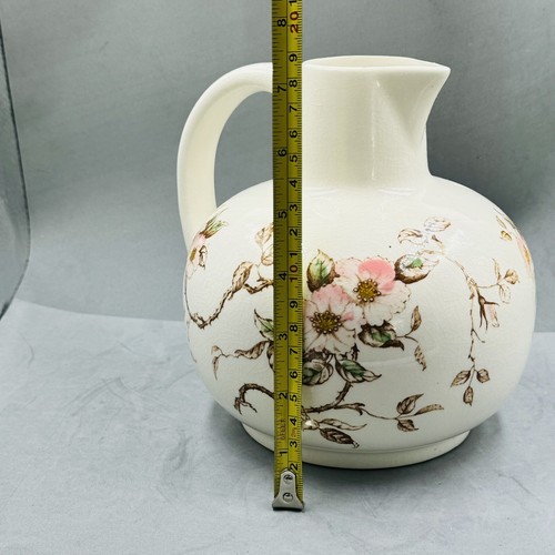 Vtg Water Pitcher Japanese Cherry Blossom CottageCore Vessel Springtime by Nasco - Picture 10 of 11