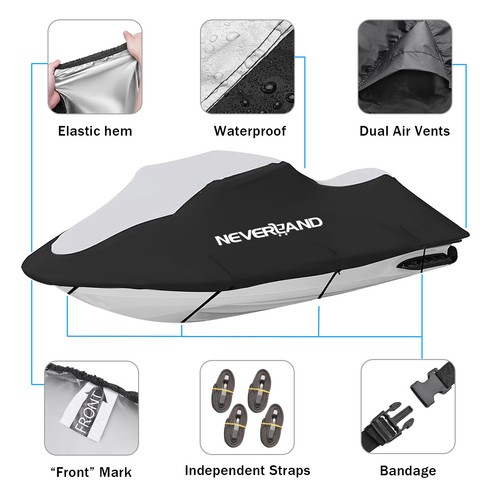 NEVERLAND Jet Ski Trailerable Cover Black Waterproof Rain Snow SUN For Sea Doo - Bild 8 von 17