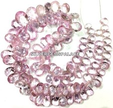 AAAA+ Rare Pink Sapphire Faceted Pear Beads Light Rose Pink Briolettes Beads.