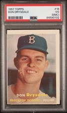 1957 Topps #18 Don Drysdale HOF RC PSA 3(MC) VG Rookie NO CREASES