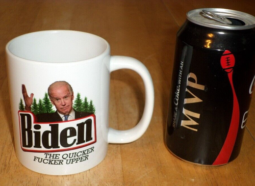 BIDEN - "THE QUICKER F**KER UPPER", Ceramic Coffee Mug / Cup, VINTAGE - Picture 2 of 8
