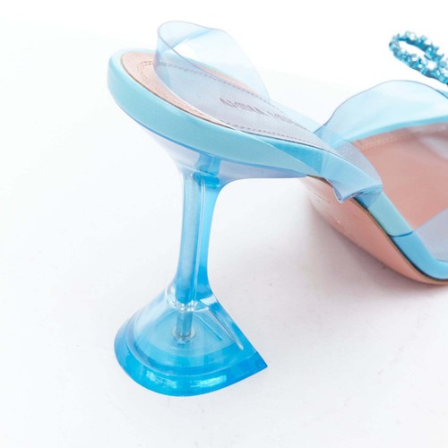 AMINA MUADDI Rosie Glass 95 PVC cristal aqua ventes exceptionnelles nœud talons plexi EU37,5