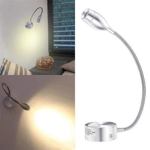 LED Leselampe Wandleuchte Wandlampe Bettleuchte Schwanenhals Warmweiß + Schalter - Bild 3 von 15