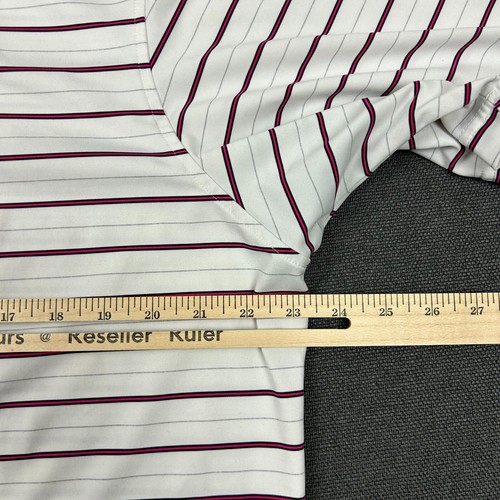 Fairway & Greene Polo Shirt Mens Large Tech Performance White Pink Striped Logo - Picture 6 of 8