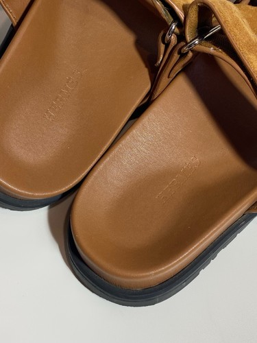 Hermes Chypre Sandals Mules Slides Suede Leather Women’s Size 37 Brown - Picture 10 of 22