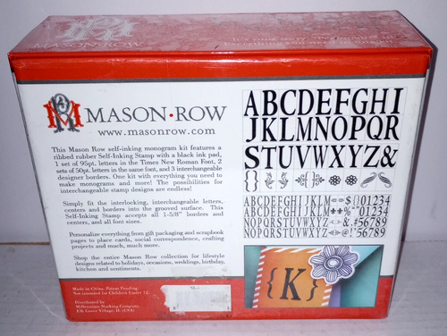 Mason-Row Times New Roman Self-Inking Stamp Monogram Kit - Personalize It - New - Picture 3 of 5