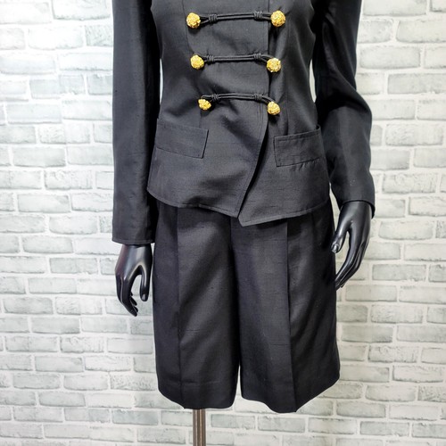 Vintage 90s Carlisle Sport Size 2/4 Black Silk Short Suit Career Cas Set Outfit - Picture 4 of 12