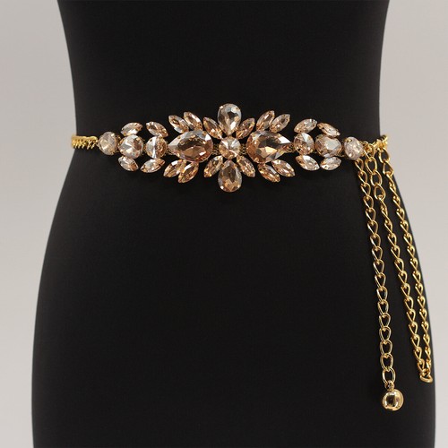 Damen Verstellbar Strass Kette Gürtel Glitzer Kristall Taillengürtel Kleid Gürtel - Bild 5 von 8