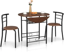 VINGLI 31.5" Drop Leaf Dining Table Set for Small Space,Kitchen Table Set for 2