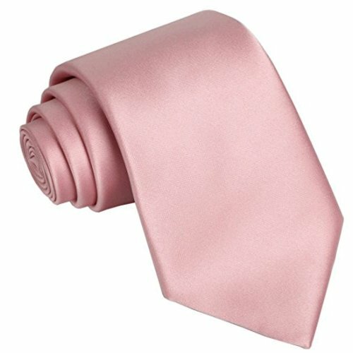 KissTies Rosy Pink Tie Satin Necktie Wedding Ties + Pocket, Pink, Size One Size - Picture 2 of 4