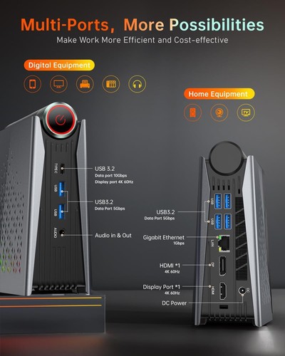 ACEMAGICIAN S3A Gaming Mini PC AMD Ryzen 7 5700U 32GB DDR4 1TB SSD Window 11 PRO - Bild 4 von 7