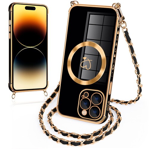 Für iPhone 16 14 15 Pro Max 13 hülle mit Band Handykette Magnetisch Tasche Cover - Bild 13 von 19