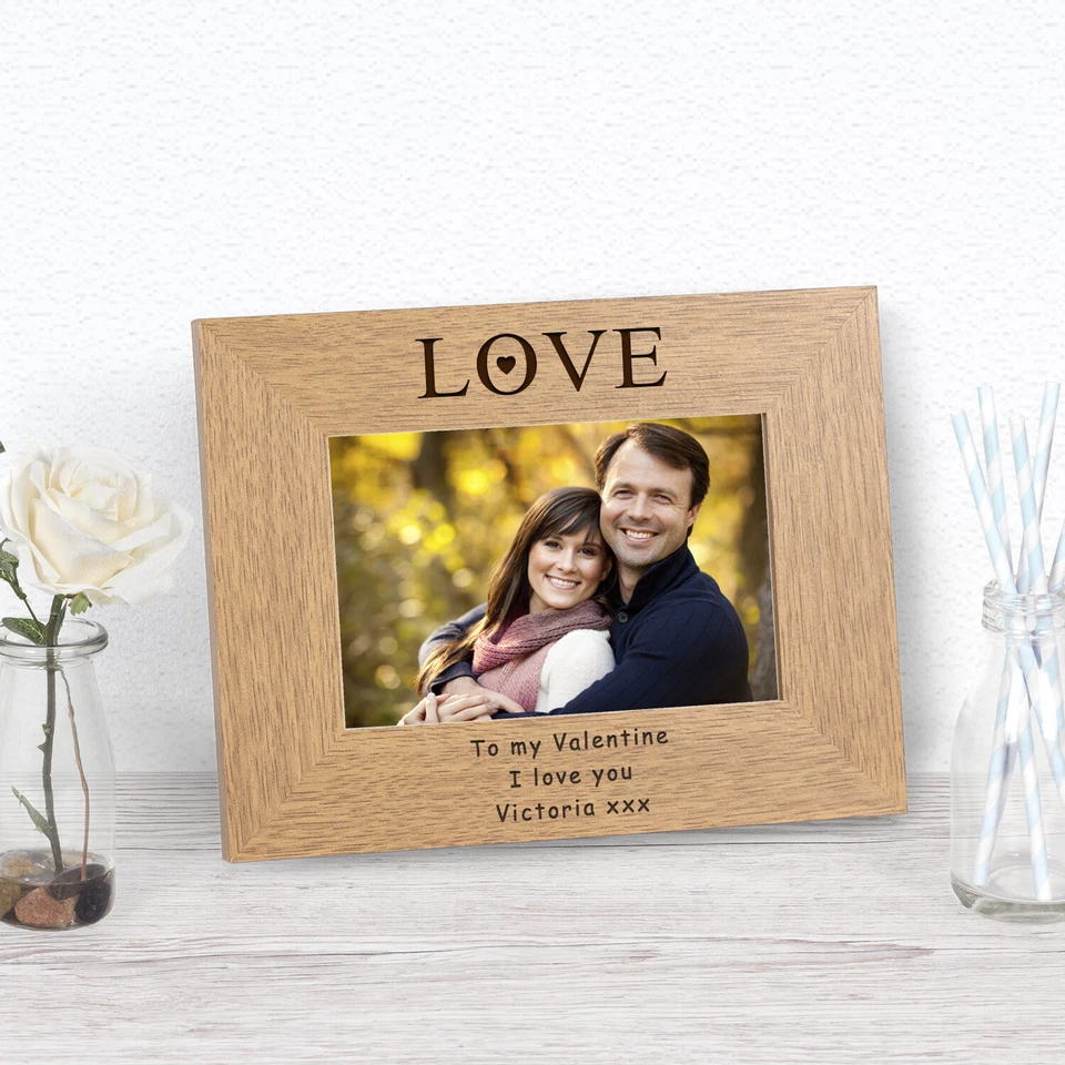 Personalised Wooden Photo Frame - "LOVE" - Valentine / Lovers Gift - Image 2 of 2