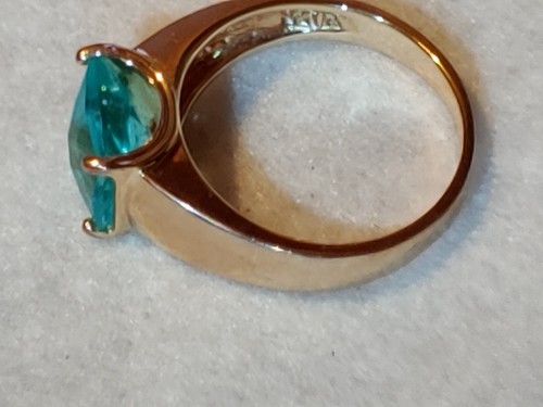 Ring-14 K Gold over  925 Sterling Silver-approx 4-5 K Blue Topaz  - size 10 - Picture 5 of 10
