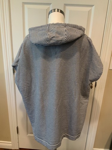 J. Crew Blue & White Hooded Lace-Up Poncho Beach Cover-Up, Size XS/S - Picture 6 of 8