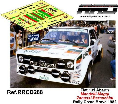 DECAL/CALCA 1/43; Fiat 131 Abarth; Mandelli-Zanussi; Rally Costa Brava 1982 - 第 1/2 張圖片