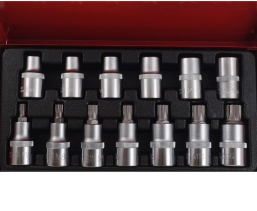 Set chiavi a bussola Torx millerighe maschio femmina13pz m6-m16 8-16CRV 19031213 - Foto 2 di 2
