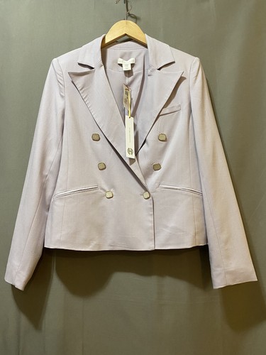 NWT House of Harlow Women Notch Lapel Double Breasted Blazer Jacket Size M Lilac - Picture 1 of 15