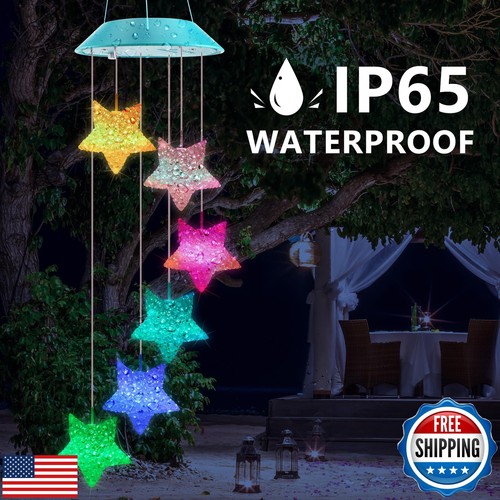 Solar Star Gift for Mom Grandma Girls, Color Changing Solar Wind Chimes for O - Picture 5 of 5