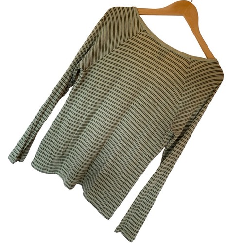 Cabi $89 Striped Knit Tee Top Sz Small Heather Green/Khaki Super Soft Preppy - Picture 3 of 5