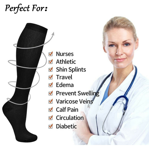 Compression Socks 3 Pairs Leg Support Stockings Pain Relief Fr Men Women S-XXL - Picture 6 of 15