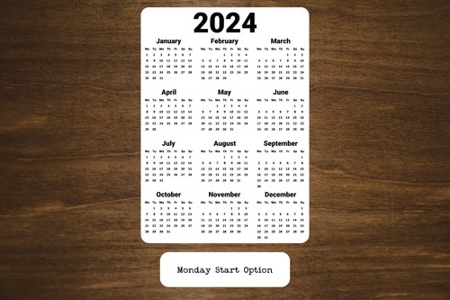 Year At A Glance Calendar Sticker Minimalist Bold Design - Picture 2 of 4