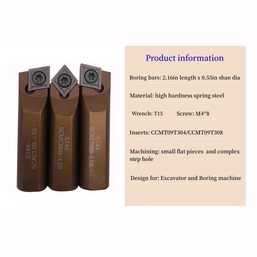 S14X-SCACR/L SCMCN 09-L55 Turning Tool holders+CCMT09T304 32.51 Carbide inserts - Picture 5 of 10