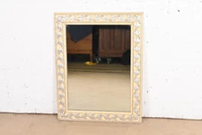 John Widdicomb French Regency Louis XVI Carved Painted Wall Mirror, 1950s