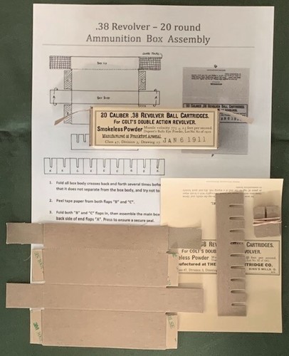 FA, PCC, WCC Y USCC .38 BOLA REVÓLVER PRE-WW I NUEVA RÉPLICA CAJA MUNICIÓN JUEGO DE EXHIBICIÓN - Imagen 11 de 12