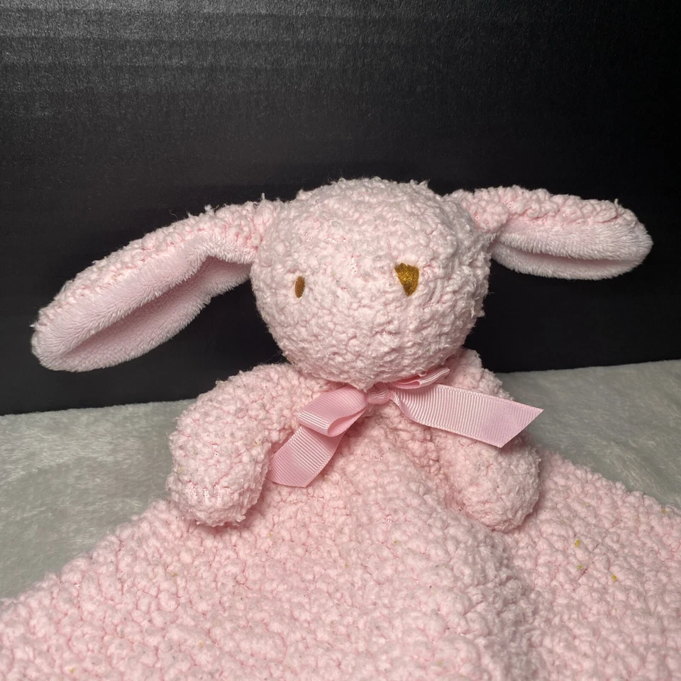 Mantas y Más Allá Conejito Lovey Rosa Sherpa Conejo Puntada Marrón Nariz Peluche Juguete Mascota Foto 4 de 4