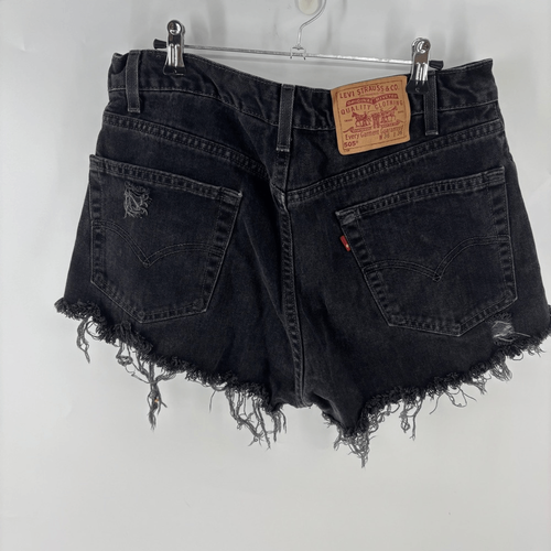 Levi's Black Distressed Jean Shorts High-Waisted - Picture 8 of 9