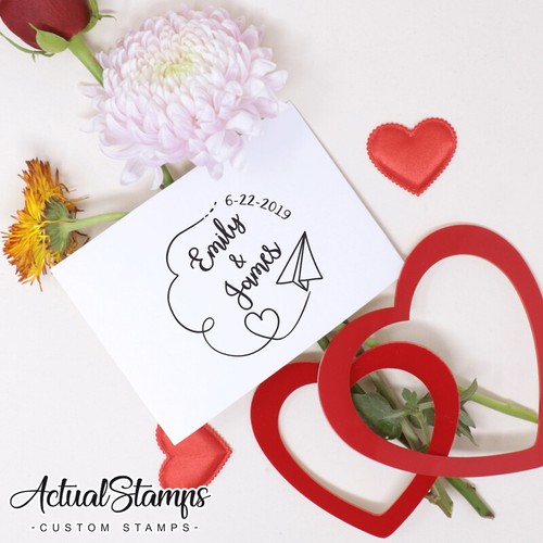 WEDDING STAMP, Custom Stamp, Paper plane Stamp, Rubber Stamp Customize Airplane - Bild 4 von 10