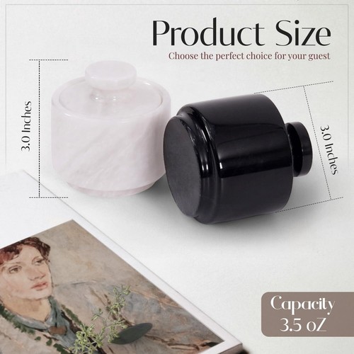 White and Black Salt Holder with Lid Kitchen Container Countertop Storage Decor - 第 3/6 張圖片