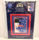 DMC Counted Cross Stitch Kit US Postage Stamp Collection Snowman Greetings New