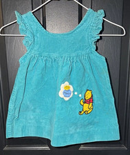 VTG Rare Sears Disney Winnie the Pooh Turquoise Corduroy Dress 3T Kidcore