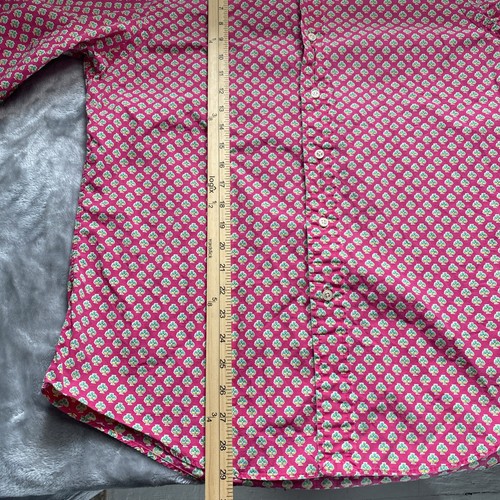Ralph Lauren Oxford abito camicia donna L rosa manica lunga bottoni geometrico - Foto 6 di 7