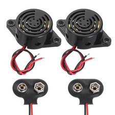 2Pcs 3100Hz Electronic Buzzer Continuous Sound with Battery Connector, Black