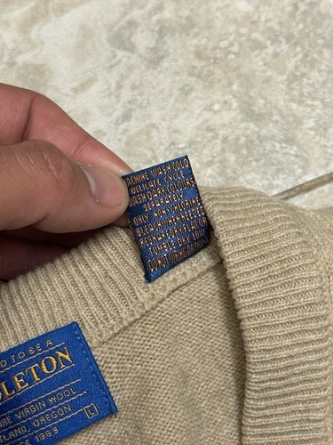 Vintage Pendleton Sweater Vest Men Large Tan Beige 100% Virgin Lambs Wool USA - Picture 7 of 8
