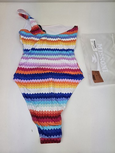 BNWT Auth Missoni Zigzag print one-shoulder one-piece swimming costume XS AW25 - Imagen 7 de 15