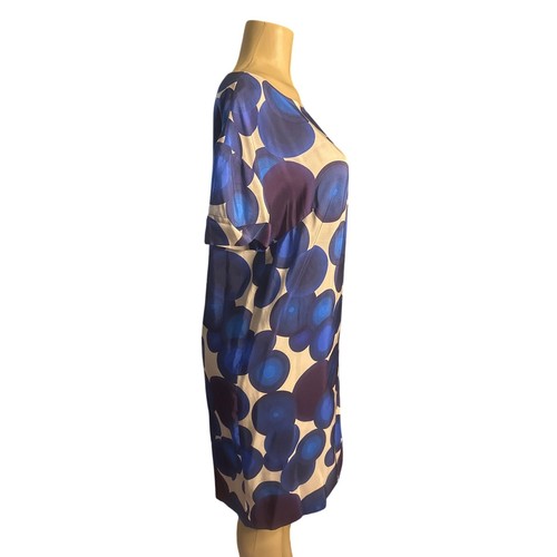 Etuikleid Damen 40 US-8 Dries van Noten blau weiß bedruckt Kreis 100 % Seide - Bild 5 von 6
