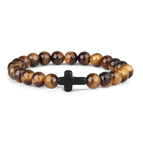 Oración Hombres Piedra Natural Madera Cuentas Rosario Hematita Cruz Pulseras Ónix - Imagen 12 de 35
