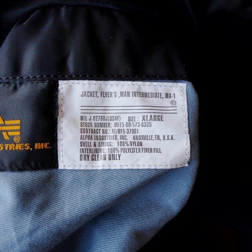 Alpha Industries Jacket Mens XL Apollo MA1 Bomber Black NASA Patches Flight 🔥 - Picture 3 of 21
