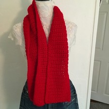 Hand-Knitted Bright Red Chunky Scarf - Cozy Warm