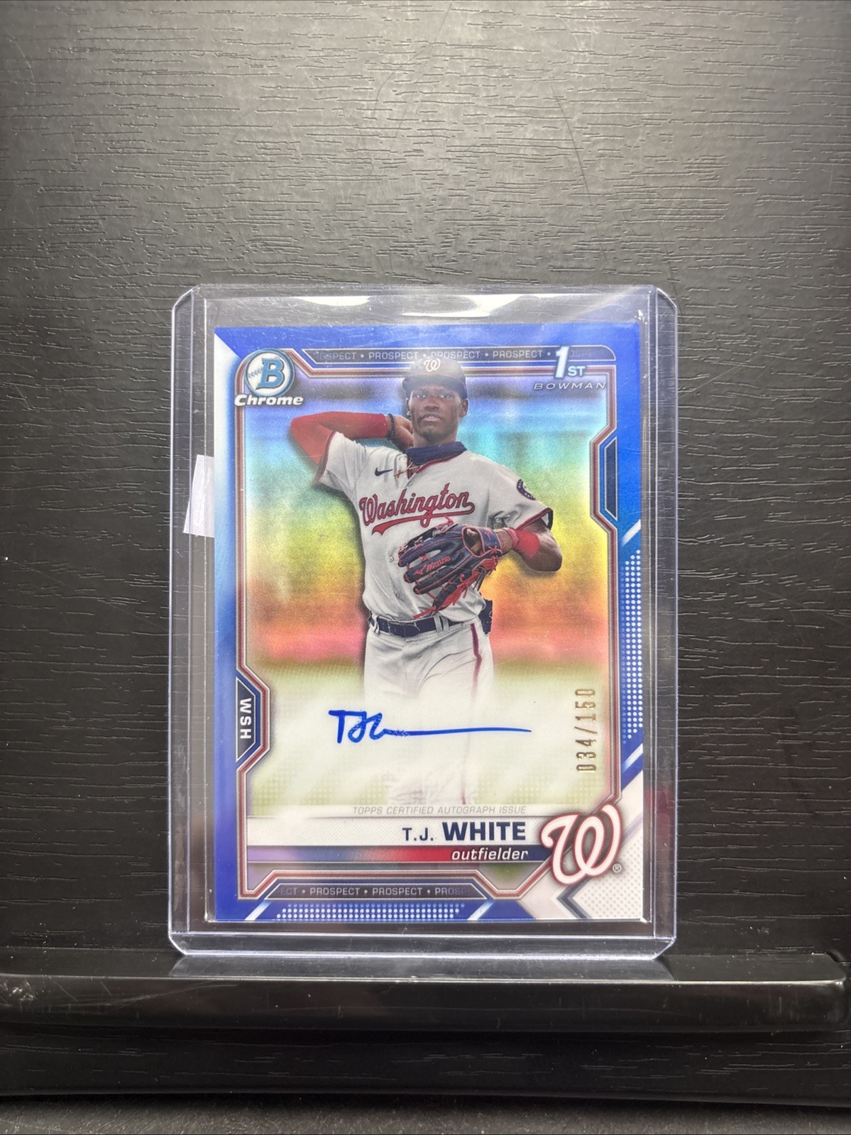 TJ White 2021 Bowman Draft Chrome 1st Blue Refractor Auto /150 #CDA-TWH