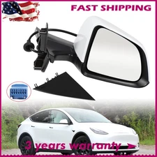 Right Passenger Side Mirror Power Fold Heated For Tesla Model Y 2020-2023 White
